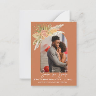 Modern Boho Arch Photo Save the Date Terra Cotta  Card