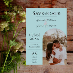Modern Boho Arch Photo Teal Save the Date