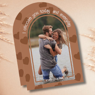 Modern Boho Arch Photo Terracotta Valentines Day Invitation