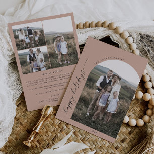 Modern Boho Arch   Salmon Holiday Photo Card