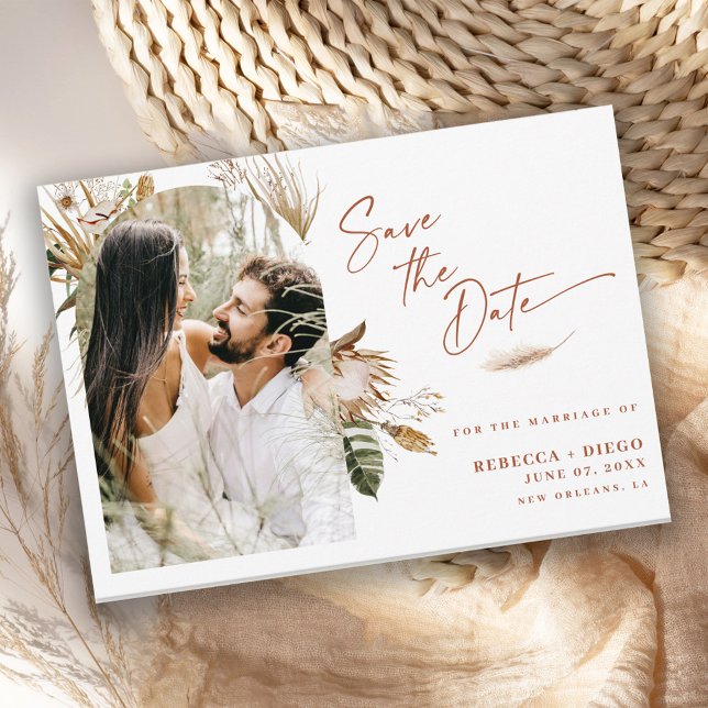 Modern Boho Arched Photo Wedding Save The Date (Creator Uploaded)