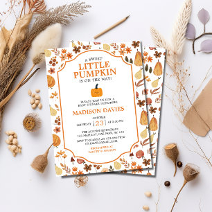 Modern Boho Autumn/Fall Pumpkin Baby Shower Invita Invitation