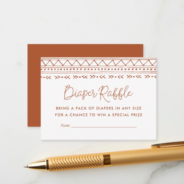Modern Boho Baby Shower Diaper Raffle Enclosure Card (Front/Back In Situ)
