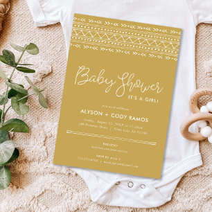 Modern Boho Baby Shower Mustard Invitation
