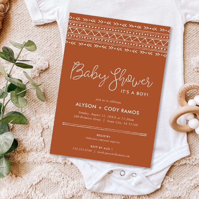 Modern Boho Baby Shower | Terra Cotta Invitation (Creator Uploaded)