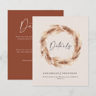Modern boho barn pampas grass wedding details