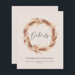 Modern boho barn pampas grass wedding details<br><div class="desc">Modern bohemian rustic natural barn pampas grass stylish wedding details card.</div>
