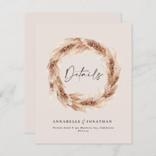 Modern boho barn pampas grass wedding details