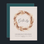 Modern boho barn pampas grass wedding details teal<br><div class="desc">Modern bohemian rustic natural barn pampas grass stylish wedding details card. Modern on trend script text and rust / terracotta /  burnt orange and teal deaign.</div>