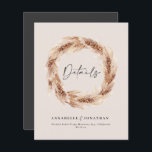 Modern boho barn pampas grass wedding details teal<br><div class="desc">Modern bohemian rustic natural barn pampas grass stylish wedding details card. Modern on trend script text and rust / terracotta /  burnt orange and teal deaign.</div>
