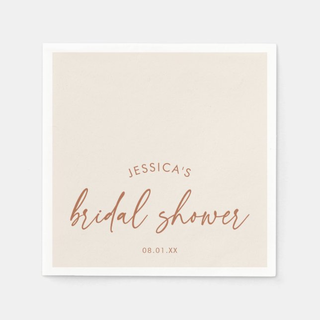 Modern Boho Beige Bridal Shower Napkin (Front)