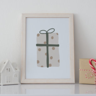 Modern Boho Beige Christmas Present Wall Art Print