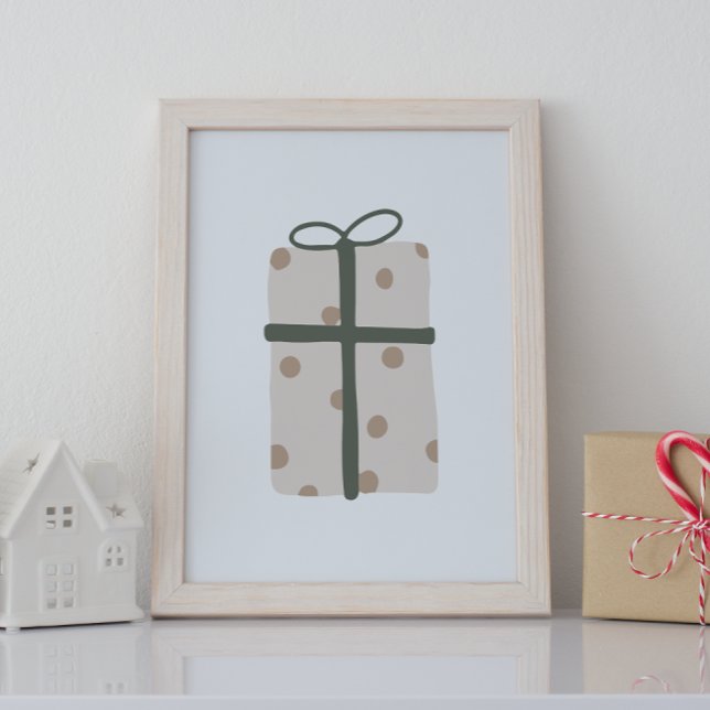 Modern Boho Beige Christmas Present Wall Art Print (Creator Uploaded)