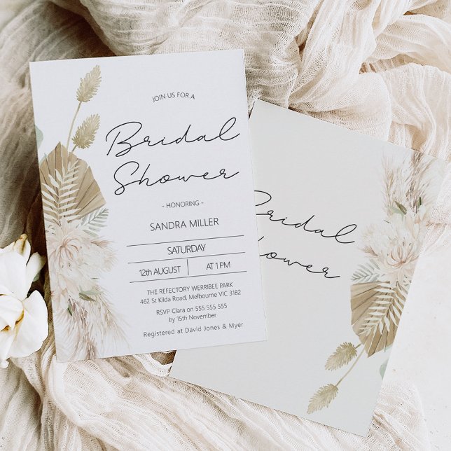 Modern Boho Beige Green Floral Bridal Shower Invitation (Creator Uploaded)