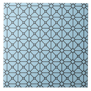 Modern Boho Black and Blue Pattern Rhombus Ceramic Tile