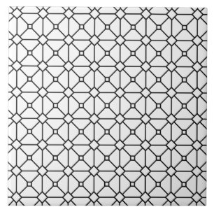 Modern Boho Black and White Pattern Rhombus Ceramic Tile