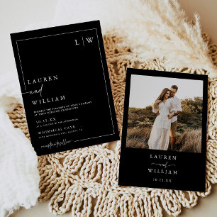 Modern Boho Black & White Wedding Invitation