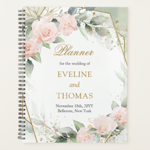 Modern Boho blush floral gold frame wedding Planner