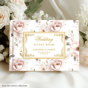 Modern boho blush gold wedding guest book