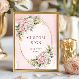 Modern Boho Blush Pink Greenery Custom Sign