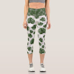Modern Boho Botanical Leaves Pattern Capri Leggings<br><div class="desc">Bring the freshness of nature into your everyday life with our botanical pattern featuring stylised Monstera leaves and organic foliage. This design blends organic aesthetics with a modern, bohemian flair, making it ideal for home textiles, device cases, and fashion accessories. Flexible Design: We’ve created this pattern on a transparent base...</div>