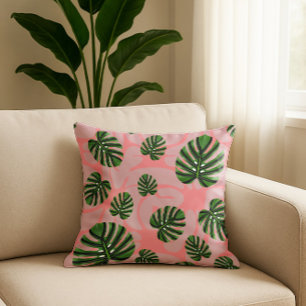 Modern Boho Botanical Leaves Pattern Cushion