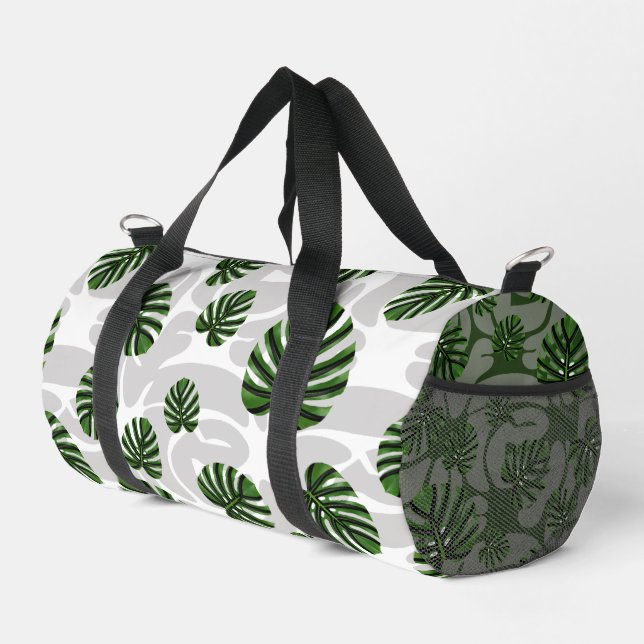 Modern Boho Botanical Leaves Pattern Duffle Bag (Right Corner)