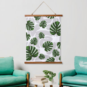 Modern Boho Botanical Leaves Pattern Hanging Tapestry