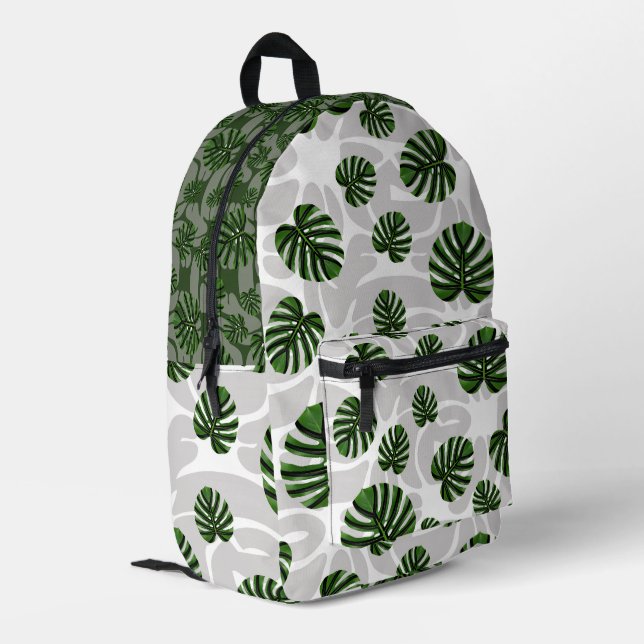 Modern Boho Botanical Leaves Pattern Printed Backpack (Back Corner Left)