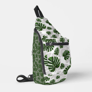 Modern Boho Botanical Leaves Pattern Sling Bag
