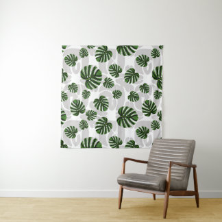 Modern Boho Botanical Leaves Pattern Tapestry