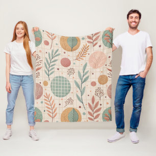 Modern Boho Botanical Minimalist & Geometric Fleece Blanket