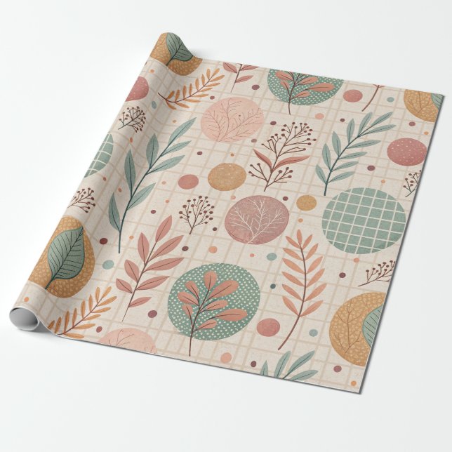 Modern Boho Botanical | Minimalist & Geometric Wrapping Paper (Unrolled)
