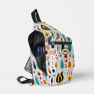 Modern Boho Botanical Pattern Monogram Sling Bag