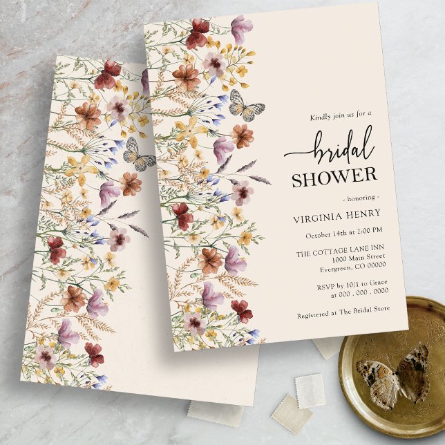 Modern Boho Bridal Shower Invitation (Modern Boho Wildflower Bridal Shower Invitation by Painted Paperie)