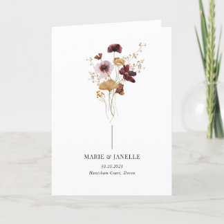 Modern Boho Burgundy Wildflower Wedding Program