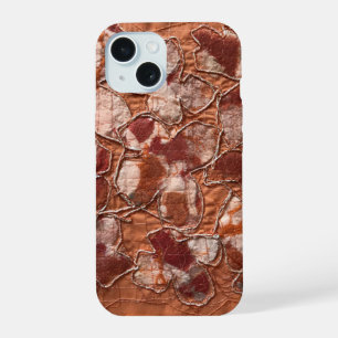 Modern boho burnt orange butterflies embroidery iPhone 15 case