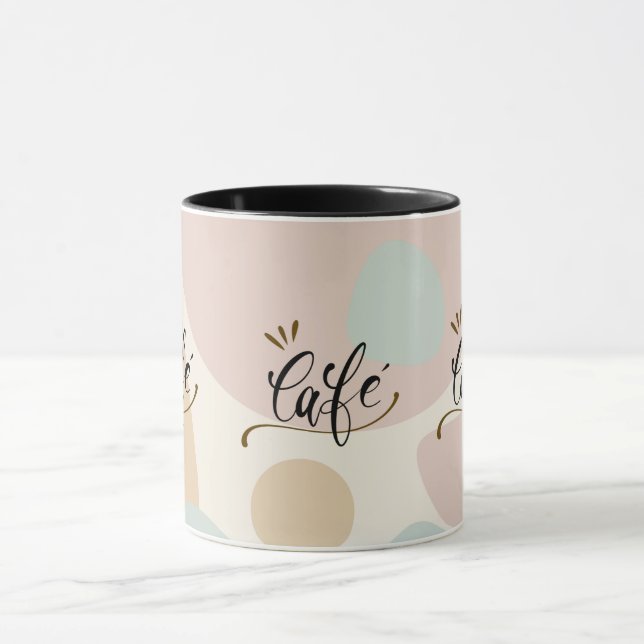 Modern Boho "Café" Mug Chic Handlettered Coffee De (Center)