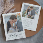 Modern Boho Calligraphy 2 Photo Wedding  Thank You Card<br><div class="desc">Stylish modern boho calligraphy wedding thank you card with an additional photo and text on the back. You can use this card for a wedding,  bridal shower,  engagement,  anniversary,  or any special event. For more advanced customisation of this design,  please click the BLUE DESIGN TOOL BUTTON.</div>