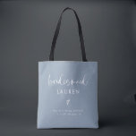 Modern Boho Calligraphy Dusty Blue Bridesmaid  Tote Bag<br><div class="desc">Modern Boho Calligraphy Dusty Blue Bridesmaid Tote Bag</div>