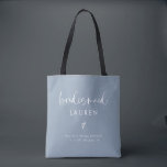 Modern Boho Calligraphy Dusty Blue Bridesmaid  Tote Bag<br><div class="desc">Modern Boho Calligraphy Dusty Blue Bridesmaid Tote Bag</div>