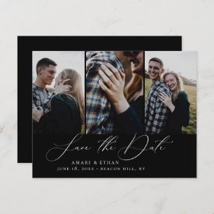 Modern Boho Calligraphy Multi-Photo Save the Date Announcement