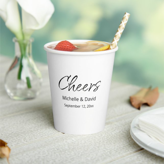 Modern Boho Casual Script Wedding Reception  Paper Cups (Insitu)