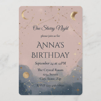 Modern Boho Celestial Birthday Invitation