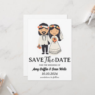 modern boho chic fall save the date cards