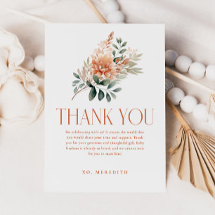 Modern Boho Chic Floral Botanical Baby Shower Thank You Card