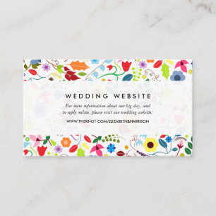 Modern Boho Chic Floral Wedding Website Enclosure Card