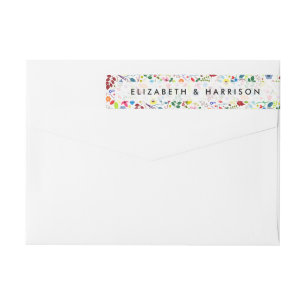 Modern Boho Chic Floral Wedding Wrap Around Label