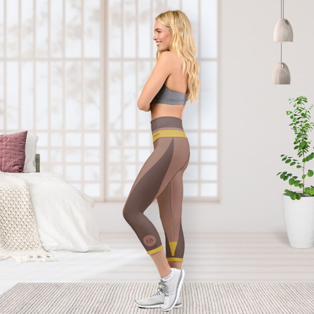 Modern Boho Chic Monogram Name Mocha Mousse  Capri Leggings (Modern Boho Chic Monogram Name Mocha Mousse Capri Leggings ©Susanne Sachers - Sunny Wanderlust 🌞✈️)