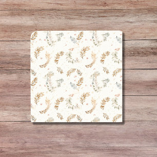 Modern Boho Chic Neutral Beige Brown Leaves Ceramic Tile